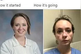 入职半年的美国女护士晒疫情前后对比照 恳求民众戴口罩利己利人图片