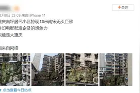 重庆南坪居民小区现13米南宋无头石雕？长住市民：原先有头，后被破坏图片