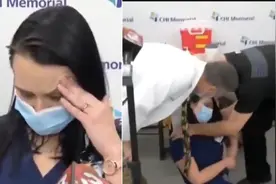美国一护士接种辉瑞疫苗后“感到头晕”，采访直播捕捉到她晕倒瞬间图片