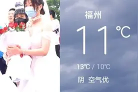 女子穿婚纱在福州马拉松终点等男友 不料男友中途退赛图片