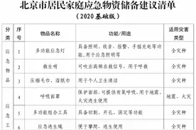 家庭应急应准备哪些物资？北京市应急管理局发布清单图片