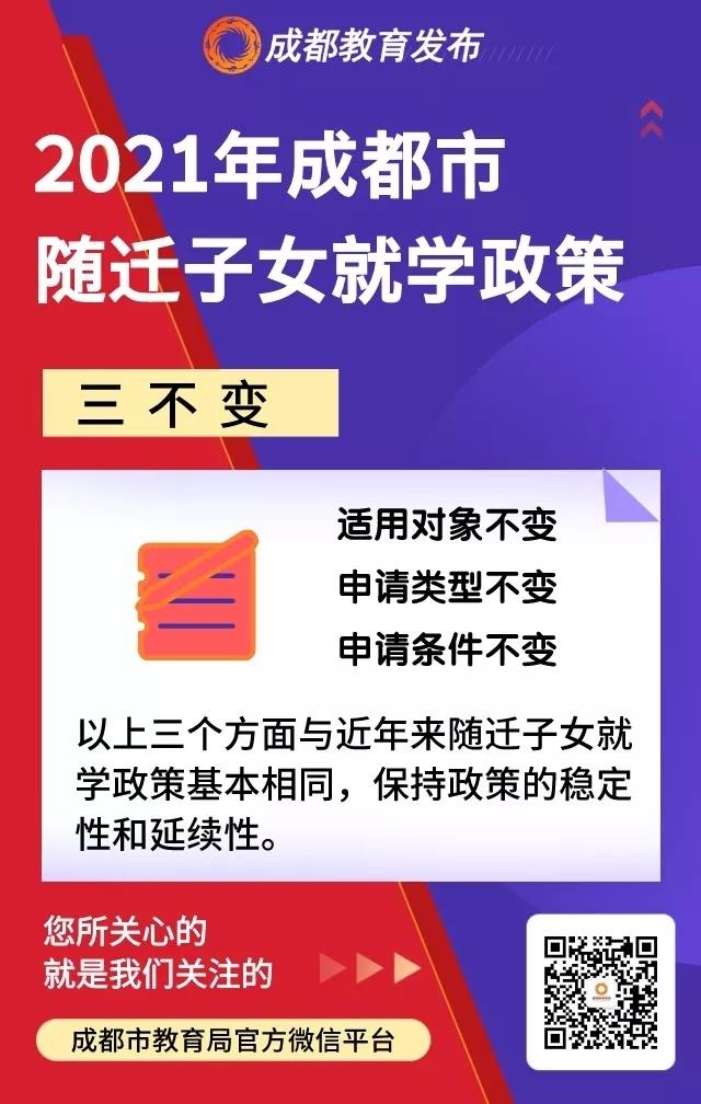 三变三不变！2021成都市随迁子女就学政策来啦