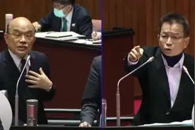 台“立法院”上演“拍桌大战”，苏贞昌和“蓝委”就“莱猪”议题发生口角图片