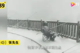 独钓寒江雪！大连一男子顶着大雪钓鱼，网友：这是被冻住了吗？图片