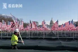 选民来不了现场 美国国会前竖起20万面国旗代替“观礼”图片