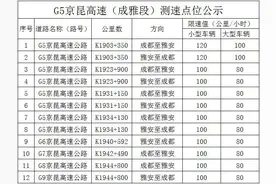 成雅高速12处固定测速点公示，快看具体位置图片