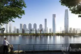 武昌江边将竖起两栋超高层地标，武汉长江中心底板浇筑，高383米图片