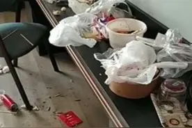 不忍直视！青岛一酒店房客走后外卖连菜带汤扔床上图片