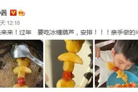 孙茜给儿子自制糖葫芦 米老鼠爱心形状创意十足图片