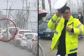 休假交警去老丈人家拜年遇堵车，穿上警服开启工作模式视频封面