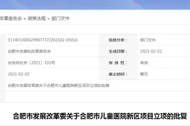 合肥市儿童医院新址定了！计划设置床位800张图片