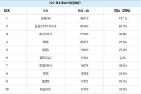 两款豪华车型闯入 1月SUV销量排行榜图片