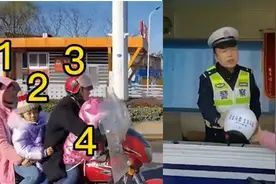 常德一摩托车超载乘坐4人，驾乘被处罚款，民警暖心送安全头盔视频封面