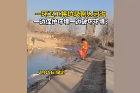 保定一环卫工将垃圾倒入“河沟”？环卫工道歉并赔偿，已被调离工作岗位图片