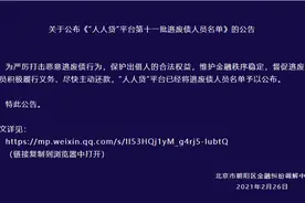 北京市朝阳区金融纠纷调解中心公布“人人贷”平台第十一批逃废债人员名单图片