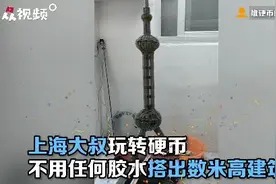 厉害！大叔用万枚硬币堆2米高地标建筑图片