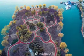 江苏东海：日落双湖挂春晖图片