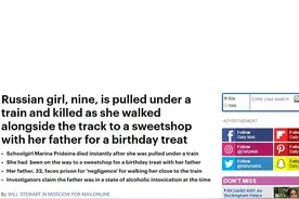 悲剧！俄醉酒男子带9岁女儿买生日礼物抄近路走铁道，女孩被卷入铁轨身亡图片