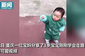 1岁宝宝刚刚学会走路 独特姿势笑翻网友：安全感果然要靠自己图片