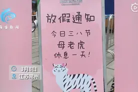 三八节动物园母老虎放假一天，公老虎集体“营业”表情“极不熟练”图片