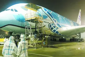 疫情以来首架入境我国维修的A380飞机：“大海龟”飞厦体检图片