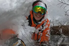 谢霆锋挑战高山极限滑雪 做高难度动作掉进树洞图片