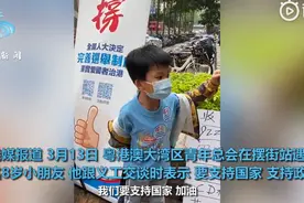 香港8岁男孩问“为何有人会不爱国？”他挥拳说：我们要撑国家图片