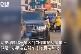 网曝一小孩在景区门口驾车引热议，目击者：车没点火，家长处理事故去了图片