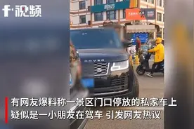 网曝一小孩在景区门口驾车引热议，目击者：车没点火，家长处理事故去了图片
