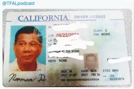 美国加州警察查获假驾照，头像照片居然是杜特尔特……图片