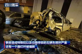 特斯拉下坡失控 连撞五辆车图片