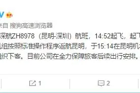 突发！昆明飞深圳一航班发动机故障，紧急返航图片