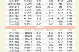 快收藏！潍坊机场夏秋季航班时刻表新鲜出炉图片