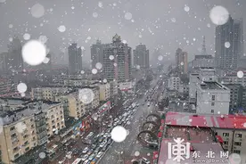 哈尔滨迎来春雪 市民撑伞出行（组图）图片