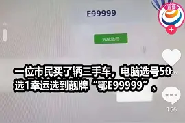 九五至尊！男子买二手车选中“鄂E99999”号牌，网友：一般人压不住图片