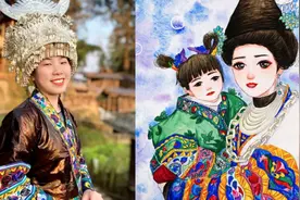 又萌又美！苗族女孩自创民族风少女插画视频封面