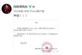 向佐资讯台声明：向佐先生终止与“adidas武极”品牌的一切合作图片