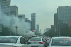 突发！晚高峰成都天府大道发生小车自燃事故图片