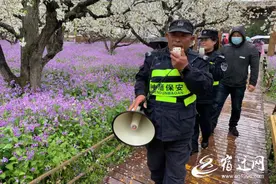 用方言引导游客文明赏花 宿迁保安成“网红”图片