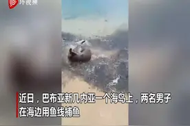 巴布亚新几内亚两渔民与十几只鲨鱼在同一区域捕鱼图片