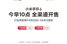 小米手环 6 今日开售，229元起图片