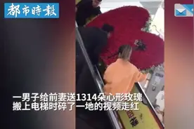 大型心碎现场！男子送女友的巨型玫瑰心碎一地，网友：突然不羡慕了图片