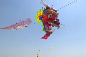 57秒｜世界最大龙头蜈蚣风筝在潍坊滨海试飞成功图片