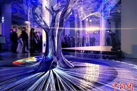 北京冬奥“相约树”亮相冬奥会媒体中心：能收集观众心跳 实现同频共闪图片