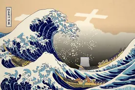 扭曲的手指，变异的海洋生物…中国插画师借日本名画创作《神奈氚冲浪里》表抗议图片