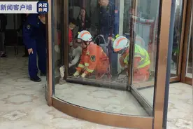 “熊孩子”玩旋转门被卡 监控还原惊险一幕图片