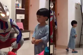 爸爸扮奥特曼为儿子庆生，结果娃被吓到视频封面