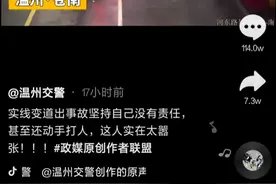 温州一司机压实线变道出事故，不服全责判定还对民警大打出手：他撞我你没看到？图片