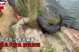 俩男子钓上巨型鱼称重，遭鱼儿击中“要害”，众人乐翻男子尴尬了图片