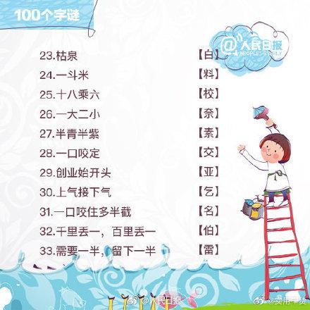 汉字还能这么玩！100个字谜，跟孩子一起猜